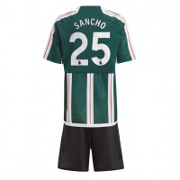 Fotbalové Dres Manchester United Jadon Sancho #25 Dětské Venkovní 2023-24 Krátký Rukáv (+ trenýrky)
